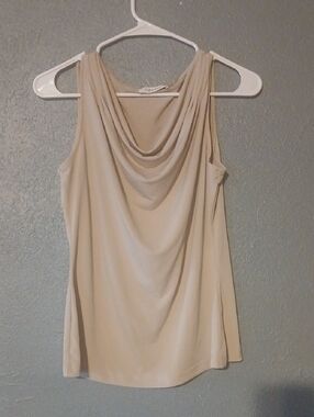 Calvin Klein Draped Cowl Neck Sleeveless Camisole - Beige